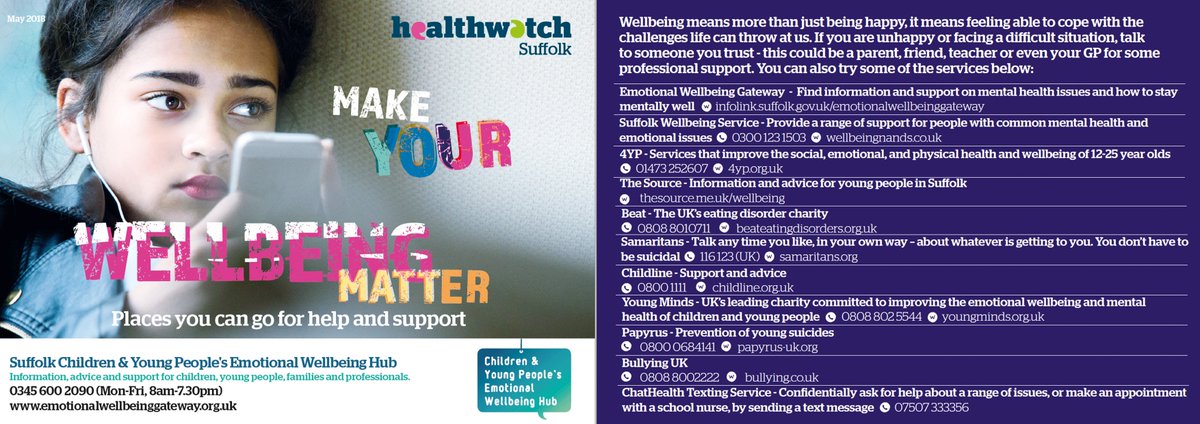 HWSuffolk's tweet photo. If you know a child that is struggling with their mental health or emotional wellbeing, here are some places you could try to find support: https://t.co/8gAxEXMmX1 https://t.co/jPKoQyHTpl