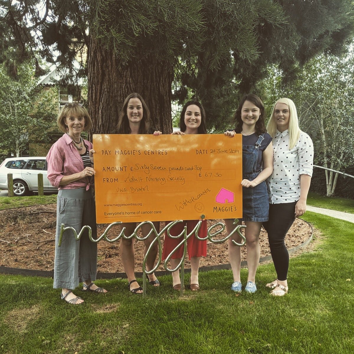 Thank you for your donations! We managed to raise £67.30 for Maggies in Cheltenham 💛