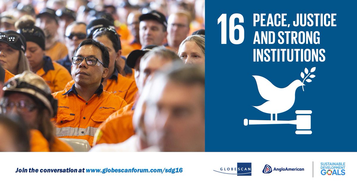 Are you interested in the role of business and society on #SDG16? Join <a href="/AngloAmerican/">Anglo American</a> &amp; <a href="/GlobeScan/">GlobeScan</a> this Wednesday, June 26 to share best practices in #transparency, #governance, and #advocacy. Register here: bit.ly/2MtoFyk #GlobalGoals