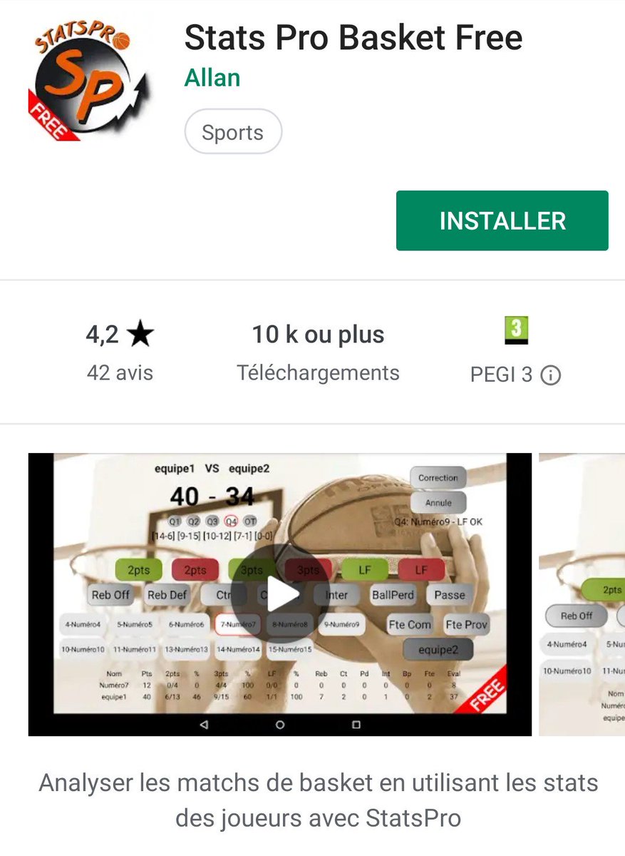 StatsProBasket's tweet photo. Plus de 10,000 téléchargements de la version gratuite !!! #stats #basket #basketball la version complète est aussi disponible https://t.co/tHsZejssLq https://t.co/mTd0MTQbT0