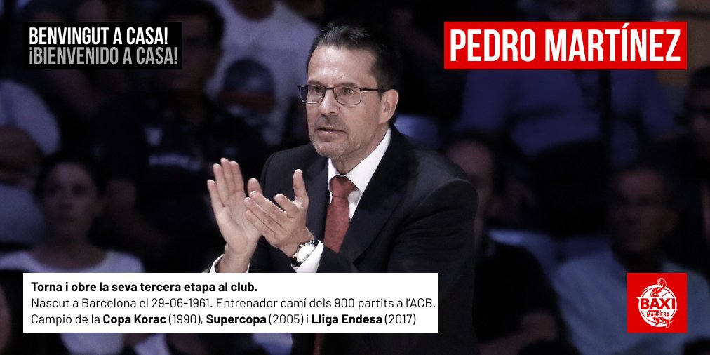 BasquetManresa's tweet photo. 👔 Pedro Martínez, entrenador del BAXI Manresa les properes 2 temporades

☺️ Benvingut! ¡Bienvenido a casa!

👔 @pedroma2014, entrenador del BAXI Manresa las próximas 2 temporadas

#SobrenElsMotius 
#SOMHIManresa

⏩+info https://t.co/iFTWFDTagG https://t.co/BTScM6Y2ky