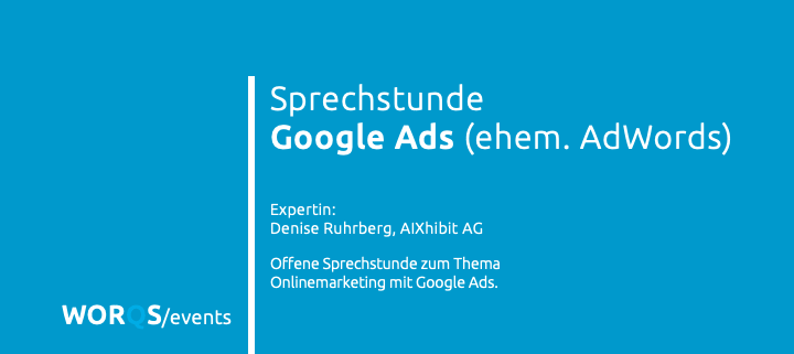 AIXhibit's tweet photo. Schon bald geht unsere kostenlose Sprechstunde Google Ads in die zweite Runde: Am 10. Juli steht Euch unsere Google-Expertin Denise wieder zur Verfügung. Sie wird sich mit Euren Fragen beschäftigen und Euch weitere Tipps im Umgang mit Suchmaschinen Werbung geben. #kommtvorbei https://t.co/nxnZY4rlkB