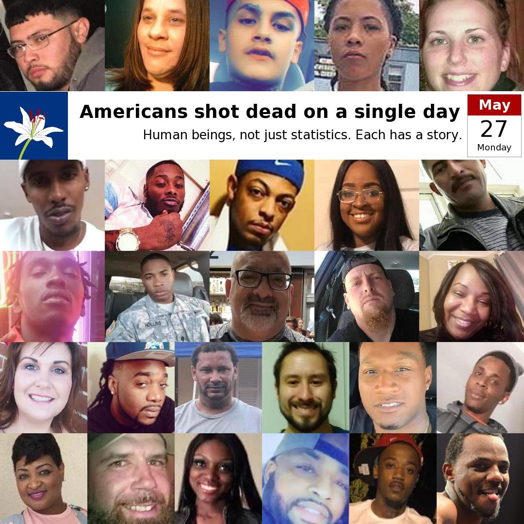 Americans shot dead on May 27, 2019. gunmemorial.org/2019/05/27