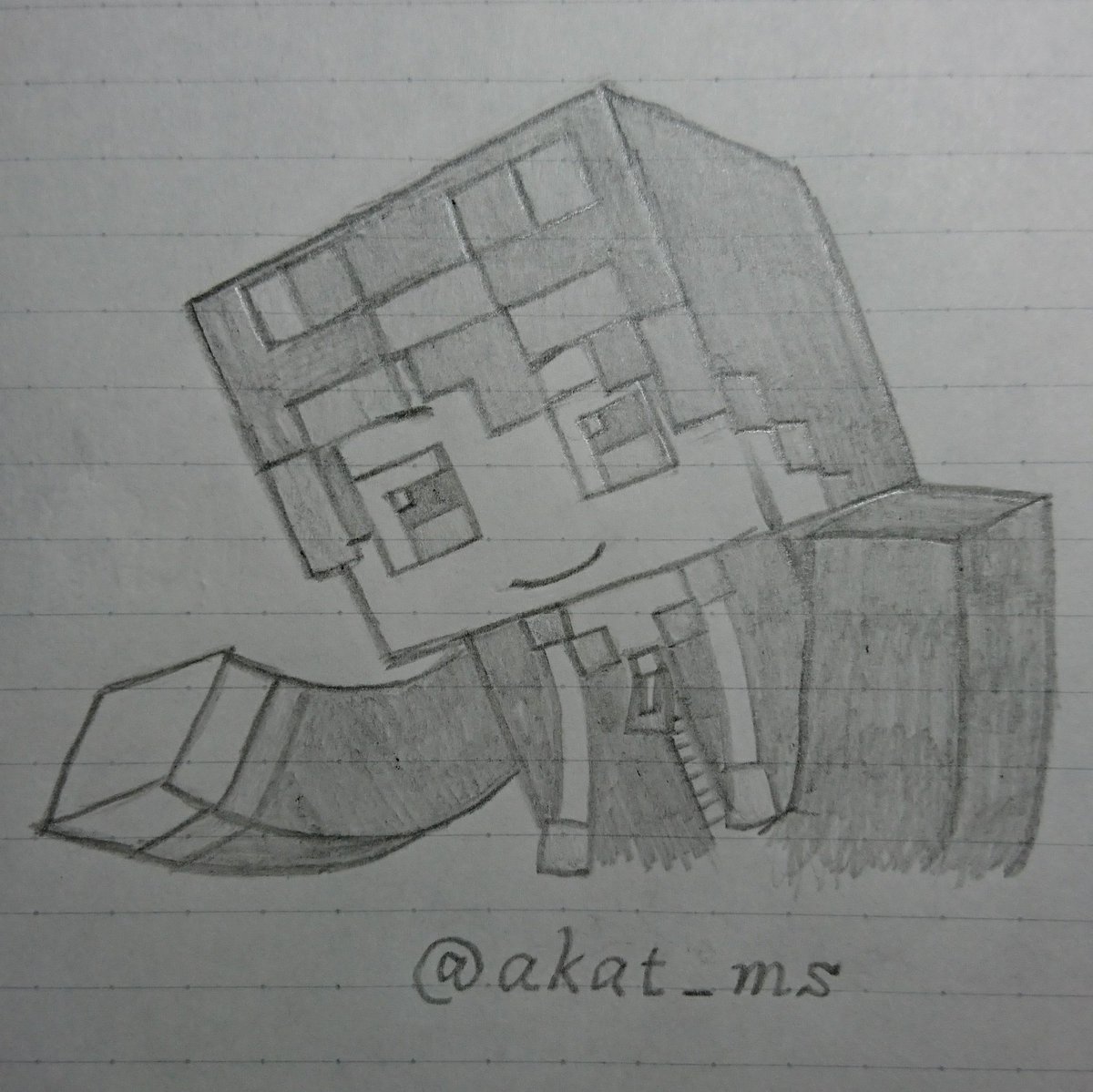 あかつき 授業の時の暇な時間で描いてみた 白黒だけど Blenderとか使ってこういうの作ってみたいなぁ 独学で学ぶしかないけどね ちなみにこれは自分のスキン Minecraft マイクラ