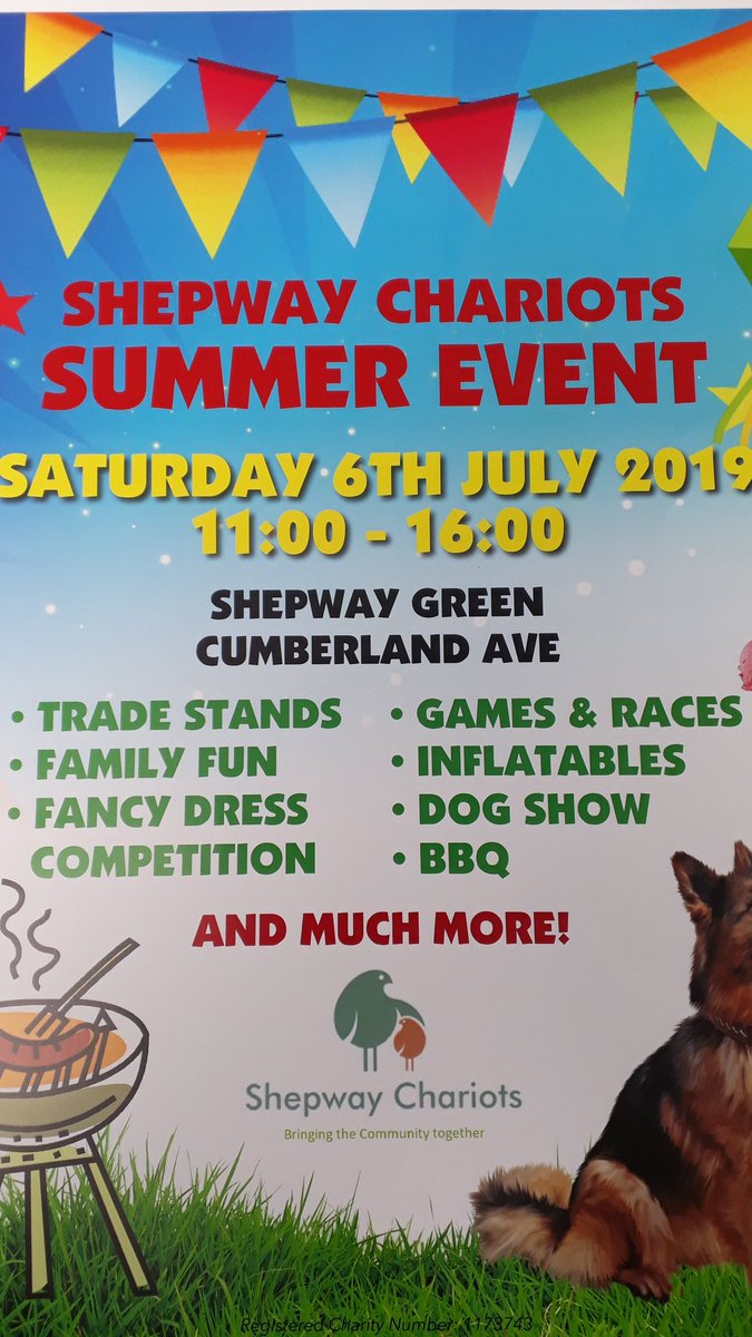 Shepway_Chariot's tweet photo. 🐕🍻⚽️  Less than 2 weeks to go to go until our Summer Fayre!! Please join us on Saturday 6th July for lots of fun on the Shepway Green. There will be games, completions, stalls, food, drink and lots more! We hope to see you there  🌞🥚🍔 https://t.co/qsSTekreKi