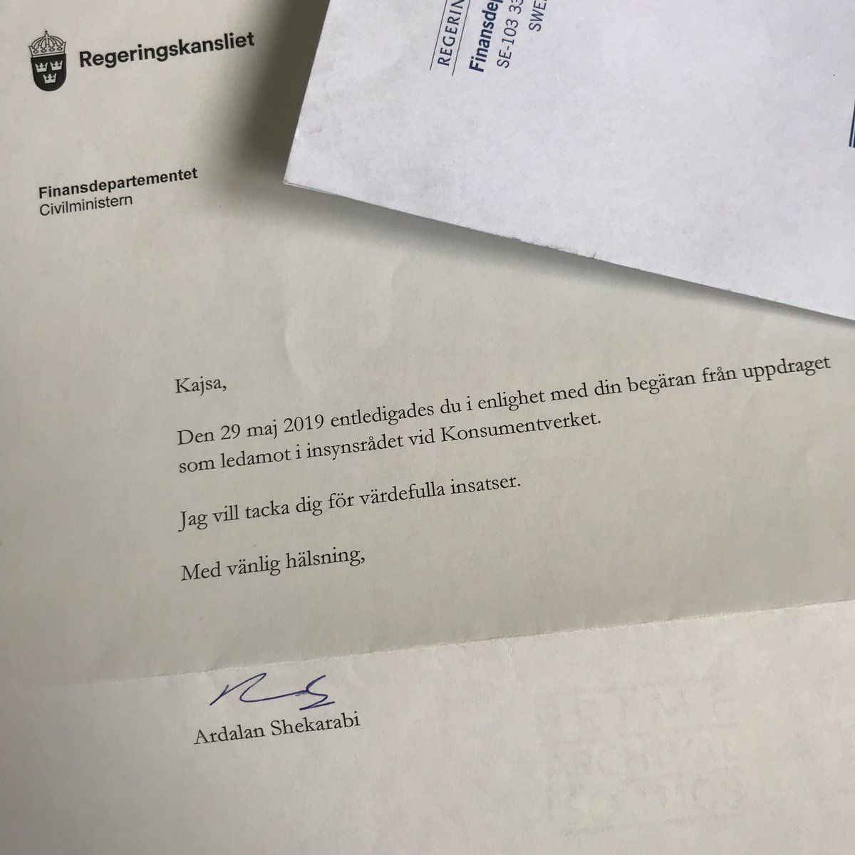 Tack själv Civilministern för förtroendet! Ett lärorikt och intressant uppdrag. <a href="/shekarabi/">Ardalan Shekarabi</a> #digitalisering #konsumentförtroende
