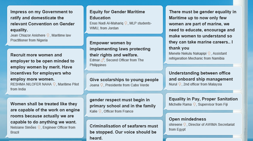 IMOHQ's tweet photo. Your great suggestions on how to achieve #genderequality in seafaring have been flooding in. Keep your ideas coming at https://t.co/m6hDTKv587   #DayoftheSeafarer #IamOnBoard https://t.co/BCfMWYzD2q