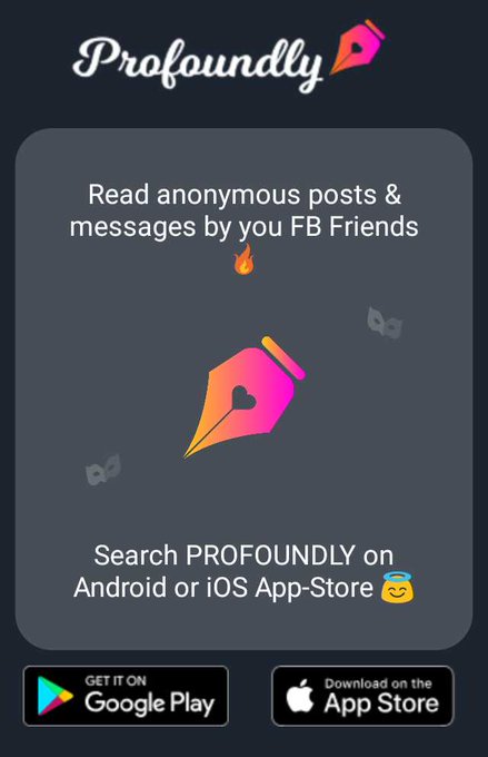 Chat anonymously with me, tell me all your confessions. Download Profoundly now, its super fun 😍   https://t<a href="/tag/wtf"class="tags"><span>&#35;wtf</span></a><a href="/tag/wwessd"class="tags"><span>&#35;wwessd</span></a>