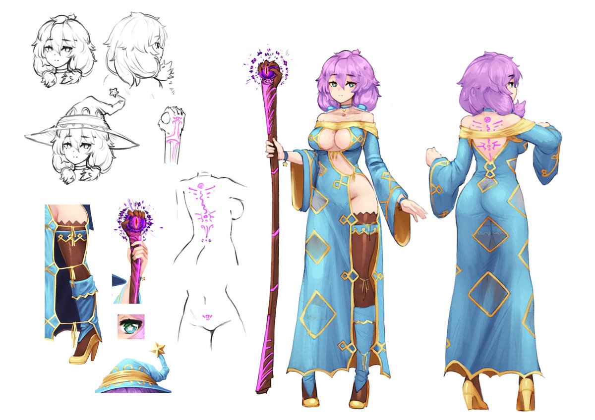 Finally done with her ref sheet, i was sick for a good two days so it slowed me down a lot 😖

Also the new starbound update being up i will have to update my mod (cutebound) for the new content, progression will be shared here on twitter 🤗❤️