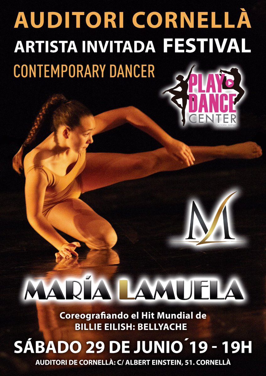 Os espero 😘...
este Sábado 29 de Junio’19 a las 19h en el AUDITORI de CORNELLÀ en el FESTIVAL de Play Dance Center. 
Entradas &amp; Info: 93 639 74 75

@klassdance #InstitutDelTeatre #MariaLamuela #agendaSB #todoporladanza
#cornella #cornelladellobregat #PlayDanceCenter