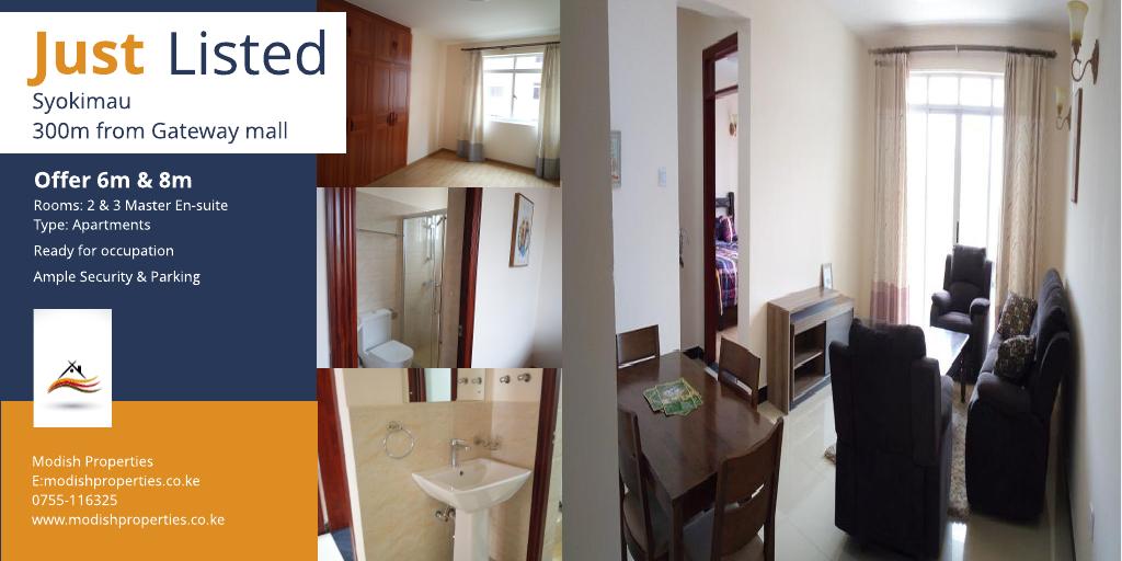 ModishProperty's tweet image. New property listing of the week!
Syokimau
2 and 3 bedroom apartments 
6M and 8M respectively. 
Master ensuite 
Ready for occupation 
#realestateinvesting 
#Property 
#Kenya 
#MainaAndKingangi