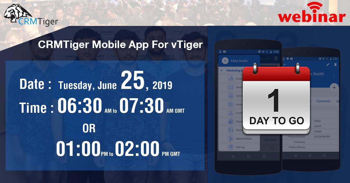 crmtiger's tweet photo. #Webinar for " #CRMTiger Mobile #Apps - Introduction Tour" which will begin in 1 Day. Click Here for Register: https://t.co/ox2fIkPDxJ https://t.co/oIXG4446dG
