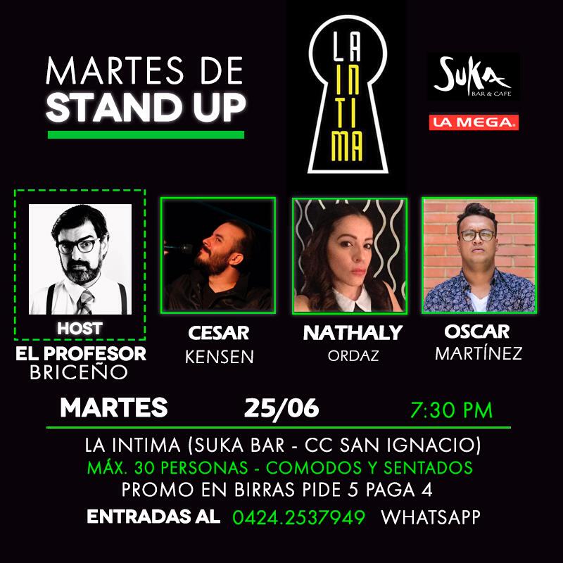 profesorbriceno's tweet photo. Mañana @cesarkensen @OscarMartinezL y @MALULACONCEJAL la van a partir en @SukaBar #LaIntima cuadra tu entrada ya porque son solo 34 al 04242537949 el anfitrion soy yo, como siempre en los #MartesDeComedia https://t.co/ASpv4VHidl