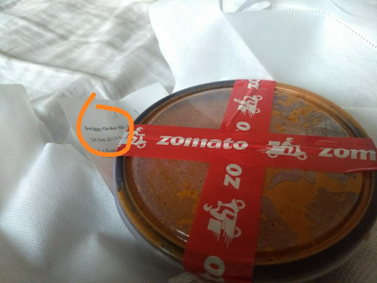 d_patel7688's tweet photo. A friend ordered food from swiggy and got this. Didn't know about the merger of @ZomatoIN and @swiggy_in . Congratulations! :P https://t.co/ziqGhqMt4p