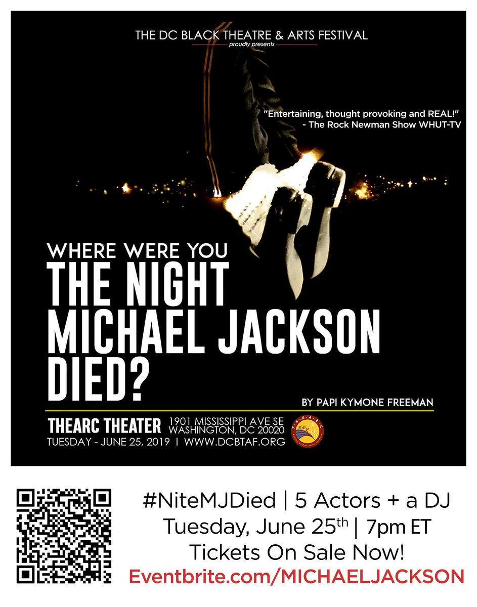 WeActRadio's tweet photo. Where were you the might #MichaelJackson died? #NiteMJDied 5 Actors + a DJ TIX https://t.co/sZmvnP4pUp https://t.co/xCWdkLWgnu