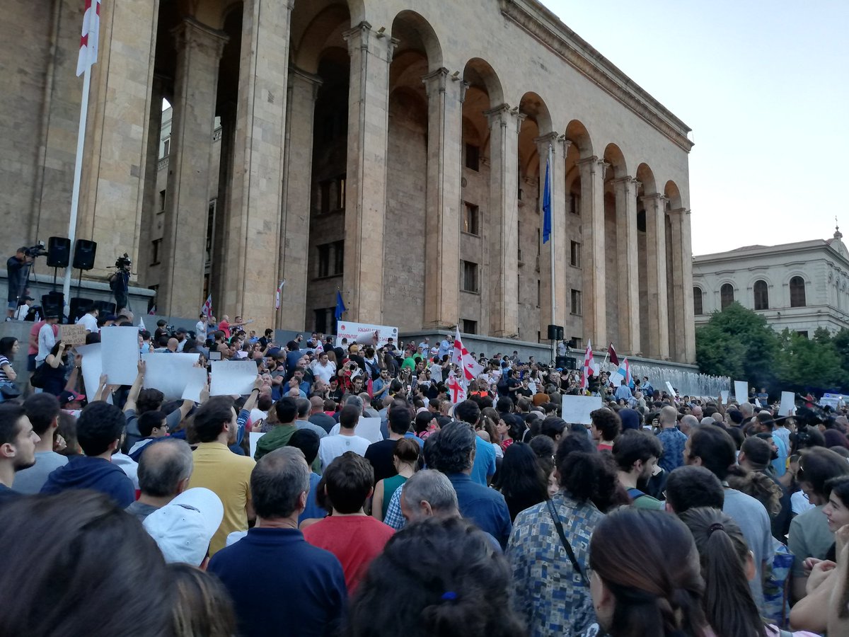 Tabagari's tweet photo. Day 5: @GovernmentGeo conceded on proportional election system, although #TbilisiProtests continue until the Minister of Interior resigns. #Georgia #EaP #Caucasus https://t.co/8XCcxCdG6h