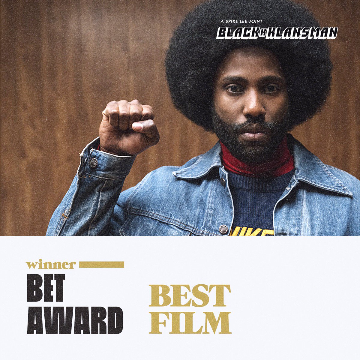 #BlacKkKlansman wins Best Film at the #BETAwards! 👊🏿👊🏿