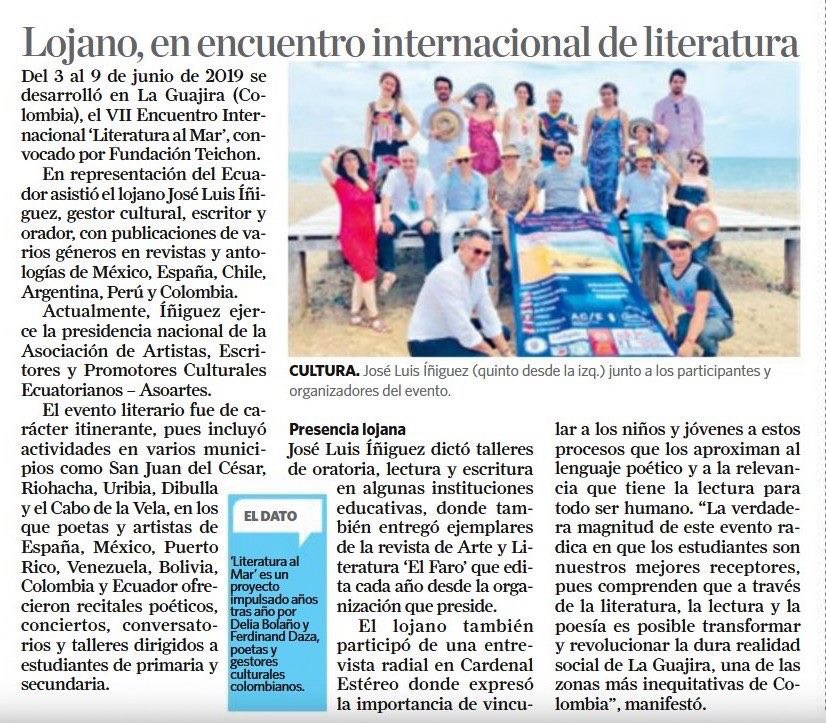 jlig_96's tweet photo. Queridos amigos: excelente semana. Les comparto esta nota que difunde hoy diario La Hora sobre nuestra participación en Colombia. Gracias a este medio de comunicación por hacerse eco de nuestros modestos pasos. Les comparto la noticia: https://t.co/boD3IG1ZKG https://t.co/xrjZhImIlB