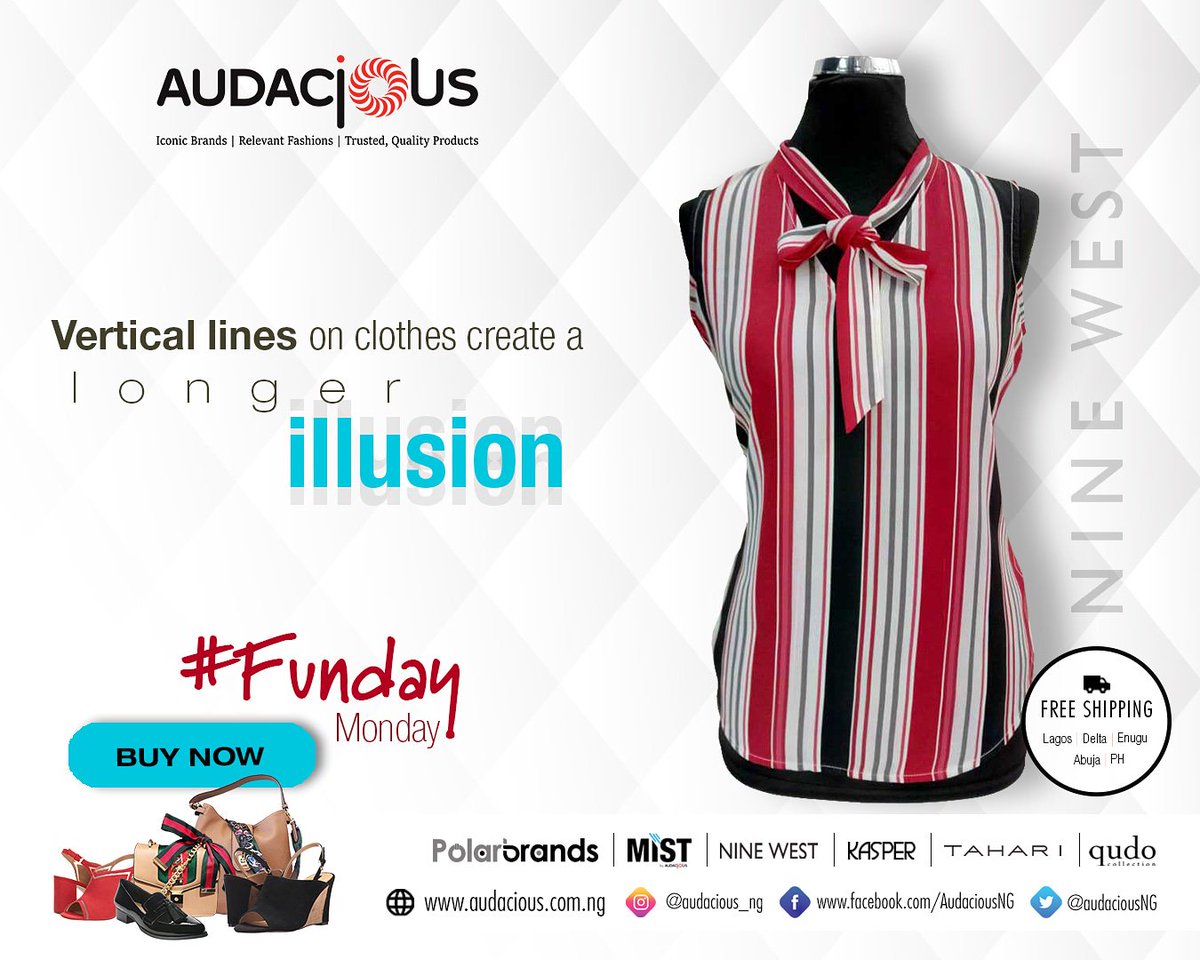 AudaciousNG's tweet photo. Be among the first, get Nine West outfits selling exclusively at Audacious Outlets. Shop the latest styles in all sizes. 
#audacious #newstock #newbrandalert #newstyles #ninewest #newoutfit #allsizes https://t.co/l6FkdRcqBI
