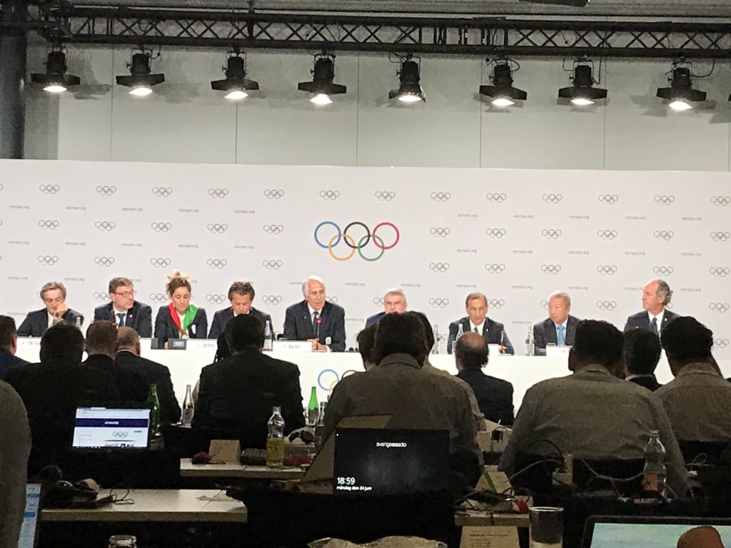 marchevrier's tweet image. Conférence de presse @milanocortina26 #134IOCSession