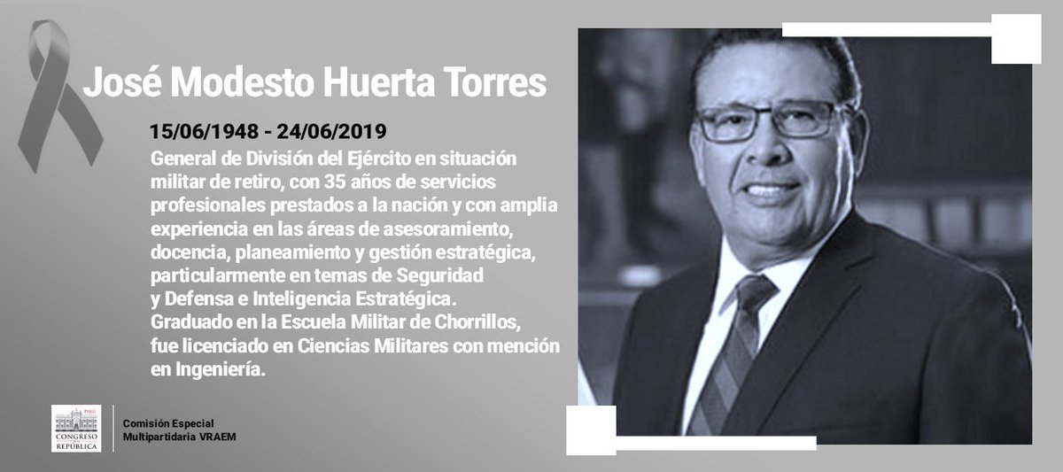 cemvraem's tweet photo. La @cemvraem que preside el congresista @JoaquinDipas, expresa su sentido pésame a la familia del General de División EP (r), José Huerta Torres, por su sensible fallecimiento. Asimismo, elevamos nuestras oraciones para que los deudos encuentren fortalezas en este difícil momento https://t.co/YkNdXFByG7