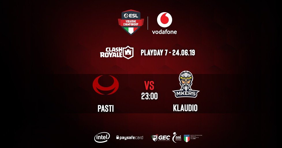 italia_esports's tweet photo. RT @EMME_GAMING_: Stasera match di fondamentale importanza nel #PlayDay7 dell'#EVC di #clashroyale by @ESLItaly e @VodafoneIT.
Alle ore 23
@Pasti_Cr Vs #Klaudio (@mkersofficial)
#Live su #Twitch https://t.co/SbYqcDdp3Z 
#goEMME #Esports #ThisIsEsports #… https://t.co/cVQi053HiD