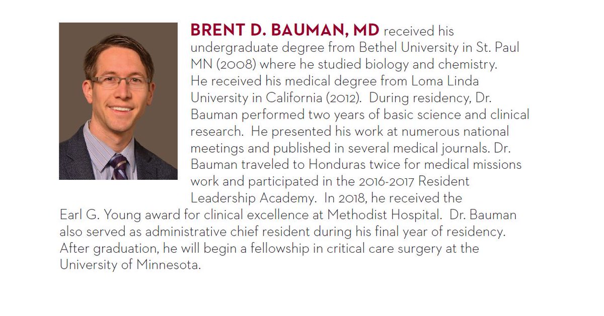 UMN Surgery (@umnsurgery) on Twitter photo #UMNProud of our recent <a href="/umnmedschool/">UMN Medical School</a> general surgery residency graduate Dr. Bauman who will be staying with our surgery program as a #criticalcare surgery fellow. #UMNProud of our recent <a href="/umnmedschool/">UMN Medical School</a> general surgery residency graduate Dr. Bauman who will be staying with our surgery program as a #criticalcare surgery fellow.