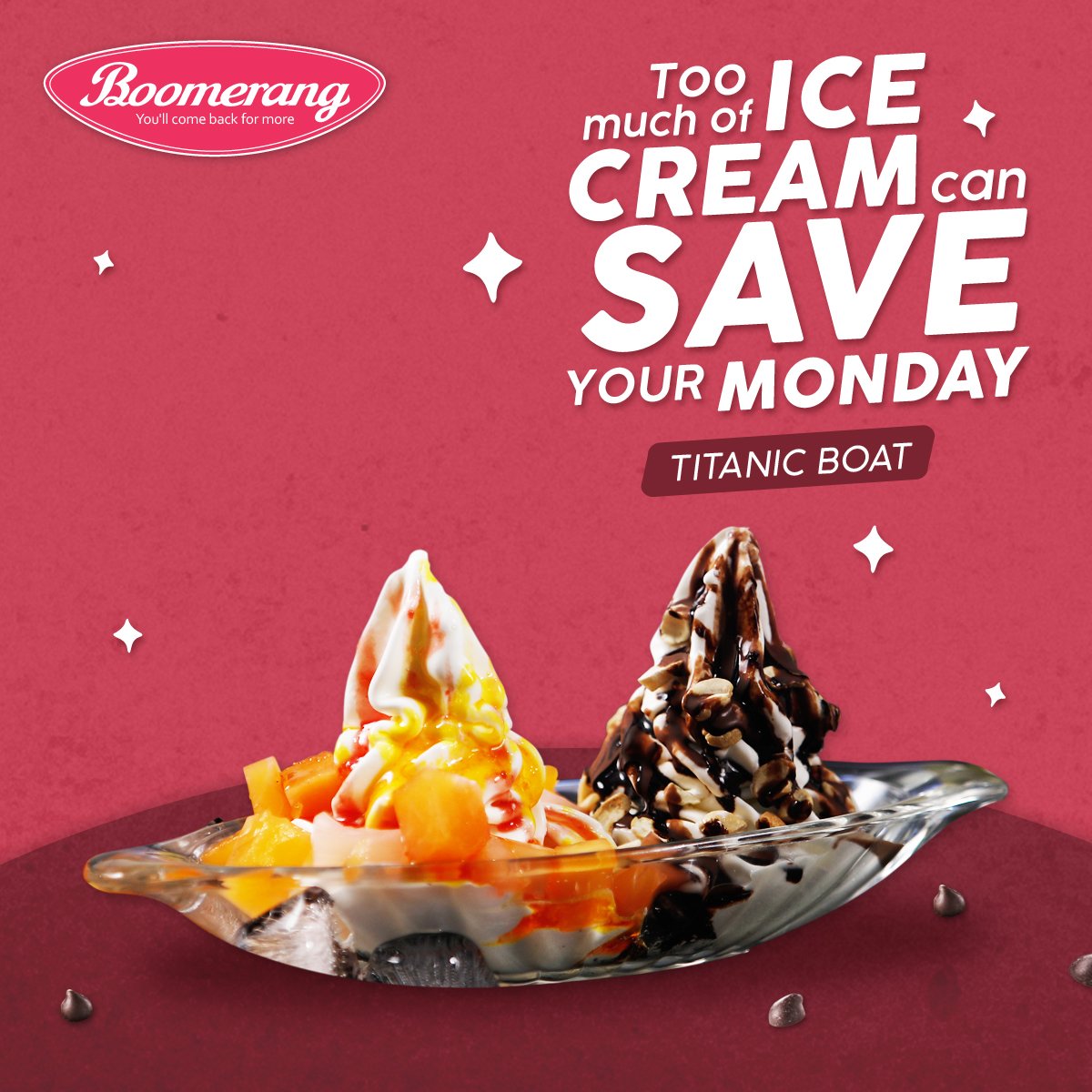 ILoveBoomerang's tweet photo. Did You Know?
Too much of #IceCream can save your Monday? That’s a weird fact, right? But then, that’s true only if you could taste it right! Visit your nearest #Boomerang store and make sure you get rid of your #MondayBlues .
#boomerangmoments #comebackformore  #icecreamlove https://t.co/TX2FxCD8uQ