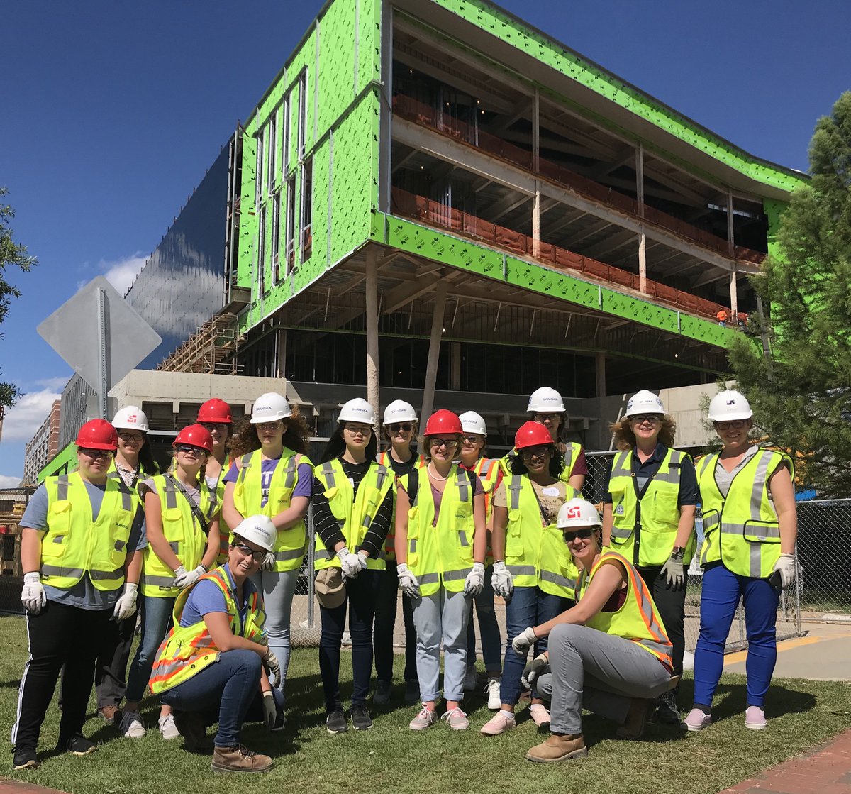 ACE Girls' Day in the Field volunteers and students capped off Friday's day-long event with a guided construction site tour.  We see some future architects, engineers, and contractors in the group!