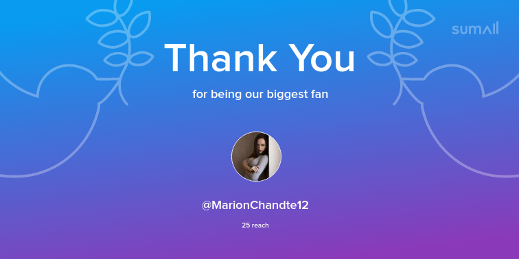 Our biggest fans this week: MarionChandte12. Thank you! via sumall.com/thankyou?utm_s…