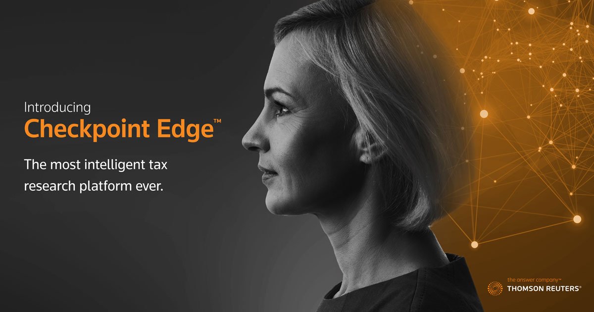 TRTaxAccounting's tweet photo. Are you ready for #AI? Artificial intelligence is here, in #CheckpointEdge, a new resource from @ThomsonReuters. Your demo awaits at https://t.co/Nlt9cpIpeE https://t.co/ixGkgB47mJ