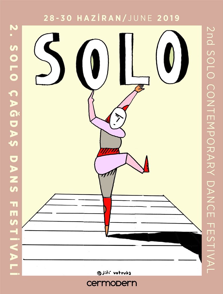 2.Uluslararası Solo Çağdaş Dans Festivali’nin bu seneki görsel çalışması Çek sanatçı Jiri Votruba tarafından tasarlandı. Çalışmasında Pop Art çizgisinde yürüyen Votruba, dansın hareket dinamiğine vurgu yapıyor.
#jirivotruba #soloçağdaşdansfestivali