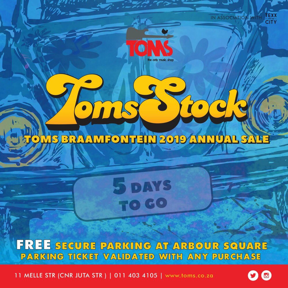 aliekeys's tweet photo. Join us for Toms Braam Annual Sale from 29 June - 1st of July ..Craziest Prizes ever !!!!!!! See you there
#Toms_Braam #theonlymusicshop #tomsstock #annualsale #music #Rolandmeyssa #rolandkeyssa @toms_braam @rolandmusicsa https://t.co/Im989egk88
