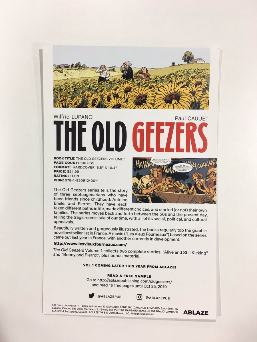 EuropeComics's tweet photo. #ALAAAC19 Scriptwriter Wilfrid Lupano (@willupano) at @alaannual ✨ His bestselling series - “The Old Geezers” - will be out in the US later this year published by @AblazePub ! Don’t miss it!! @EditionsDargaud @FrenchComix #TheOldGeezers https://t.co/PrWEHi7HHa