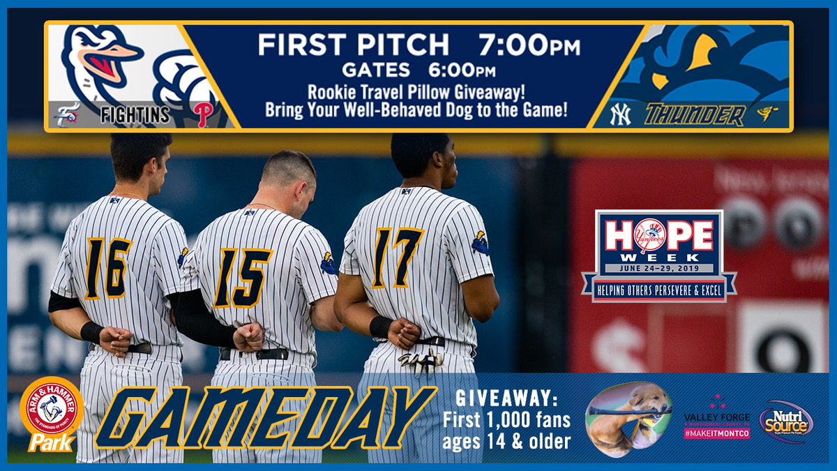 Trenton Thunder⚡ (@trentonthunder) on Twitter photo ⚾GAMEDAY!⚾
First 1,000 fans ages 14+ get a Rookie Travel Pillow Giveaway presented by <a href="/NutriSourcePF/">NutriSource Pet Food</a> and <a href="/vftcb/">Valley Forge Tourism</a>!
Tonight also starts our #HOPEWeek!
Gates open at 6pm!
bit.ly/2RyOBYd ⚾GAMEDAY!⚾
First 1,000 fans ages 14+ get a Rookie Travel Pillow Giveaway presented by <a href="/NutriSourcePF/">NutriSource Pet Food</a> and <a href="/vftcb/">Valley Forge Tourism</a>!
Tonight also starts our #HOPEWeek!
Gates open at 6pm!
bit.ly/2RyOBYd