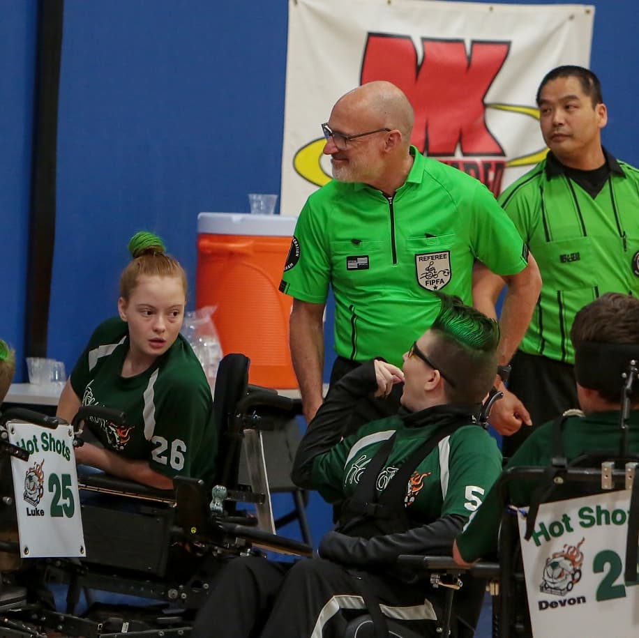 HotShotsPower's tweet image. @HotShotsPower #huddle @powersoccerusa Nationals tournament! #soccer #MKseries19 #disabilities #disabled #wheelchair #sports #athlete