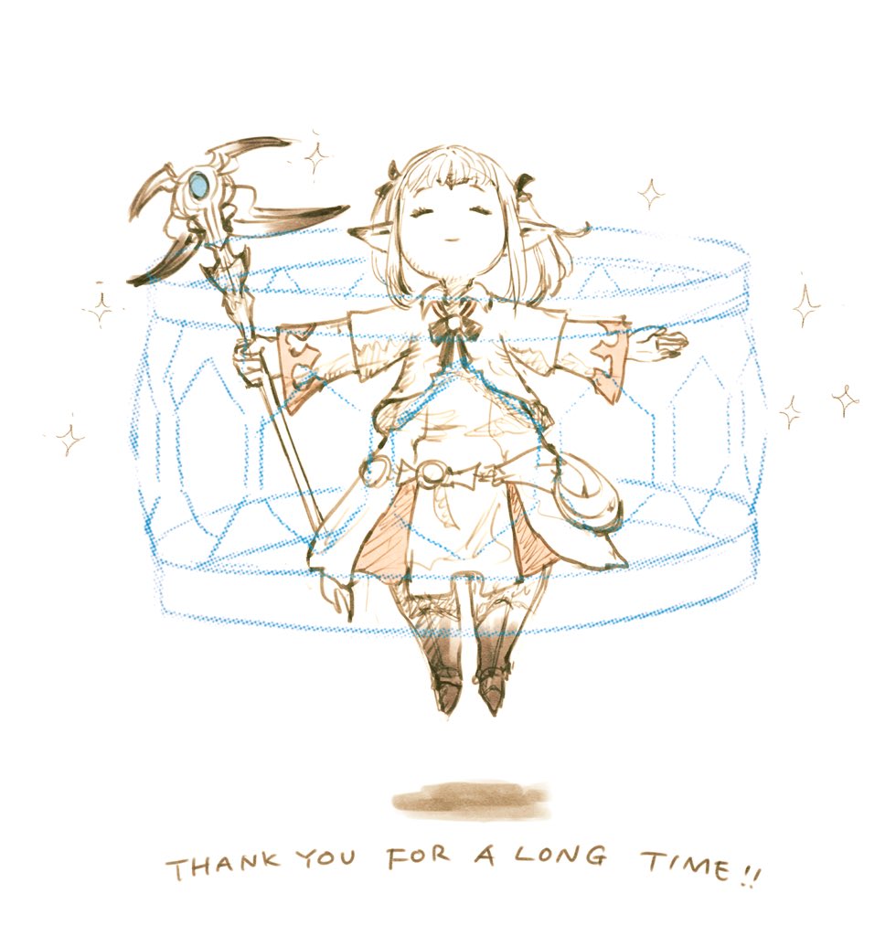 lalafell 1girl solo closed eyes staff pointy ears outstretched arms  illustration images