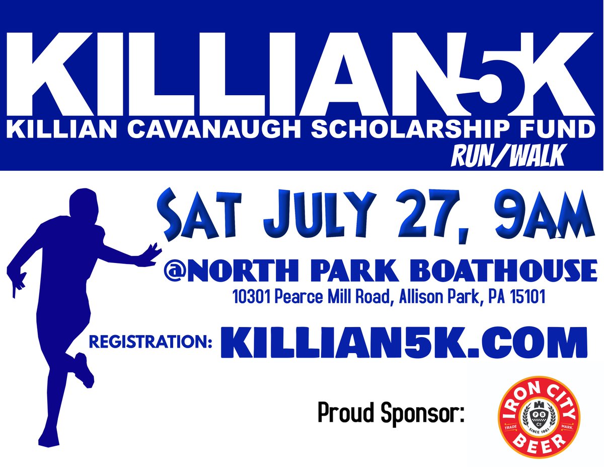 Killian5K's tweet photo. Please join us on July 27 and help us support Killian's legacy.  Info and registration https://t.co/xw2sOjk0lk … or https://t.co/giRA2UlXRx  @shady_side @IronCityBeer @PRSchools @OxfordAthletic @FleetFeetPitt @pbrtiming @SteelCityRRC @pbrRUN @coachconnolly @shadysidebase https://t.co/pRQPbALoC6
