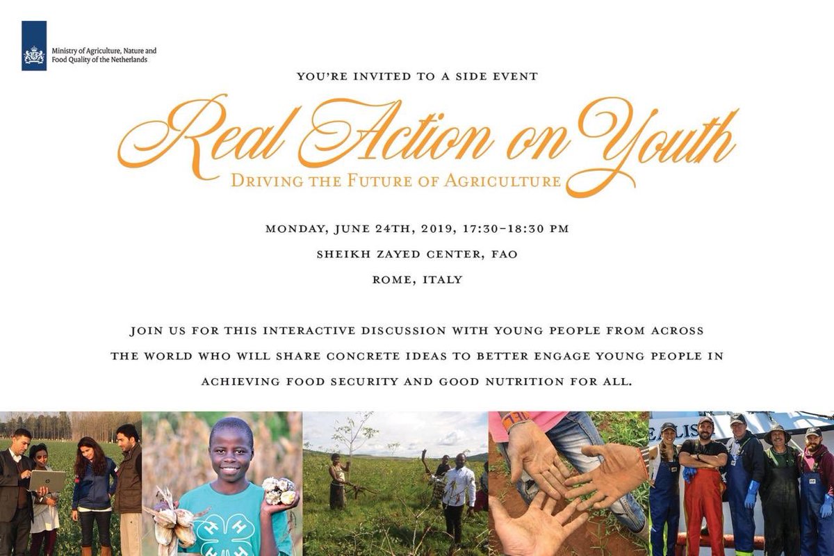 EnableAgWomen's tweet photo. Today, the Ministry of Agriculture, Nature &amp; Food Quality of the Netherlands is hosting a youth-led event themed, “Real Action on Youth - Driving the Future of Agriculture”

.@That_A_Lady will be on the panel to discuss why #YouthInAg should have a seat at the table of policy. https://t.co/ZIrhuBp9XL