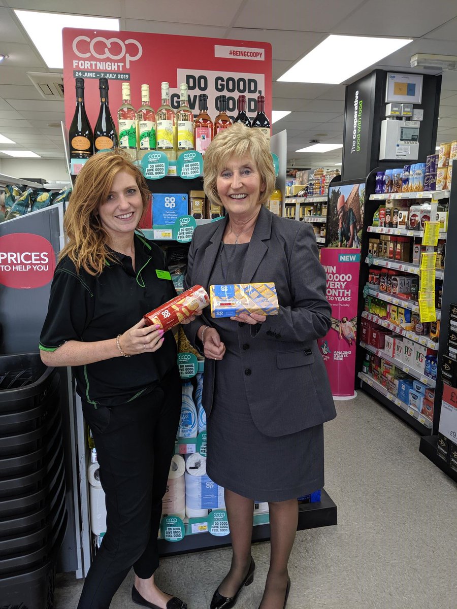 Great to see our food and funeral colleagues being shining examples of co-operation during #CoopFortnight - Becky from Ashfordby Food Store and Jenny Barnes from Richard Barnes Funeral Directors are donating biscuits for a month to Melton Space Community Workshop #beingcoopy