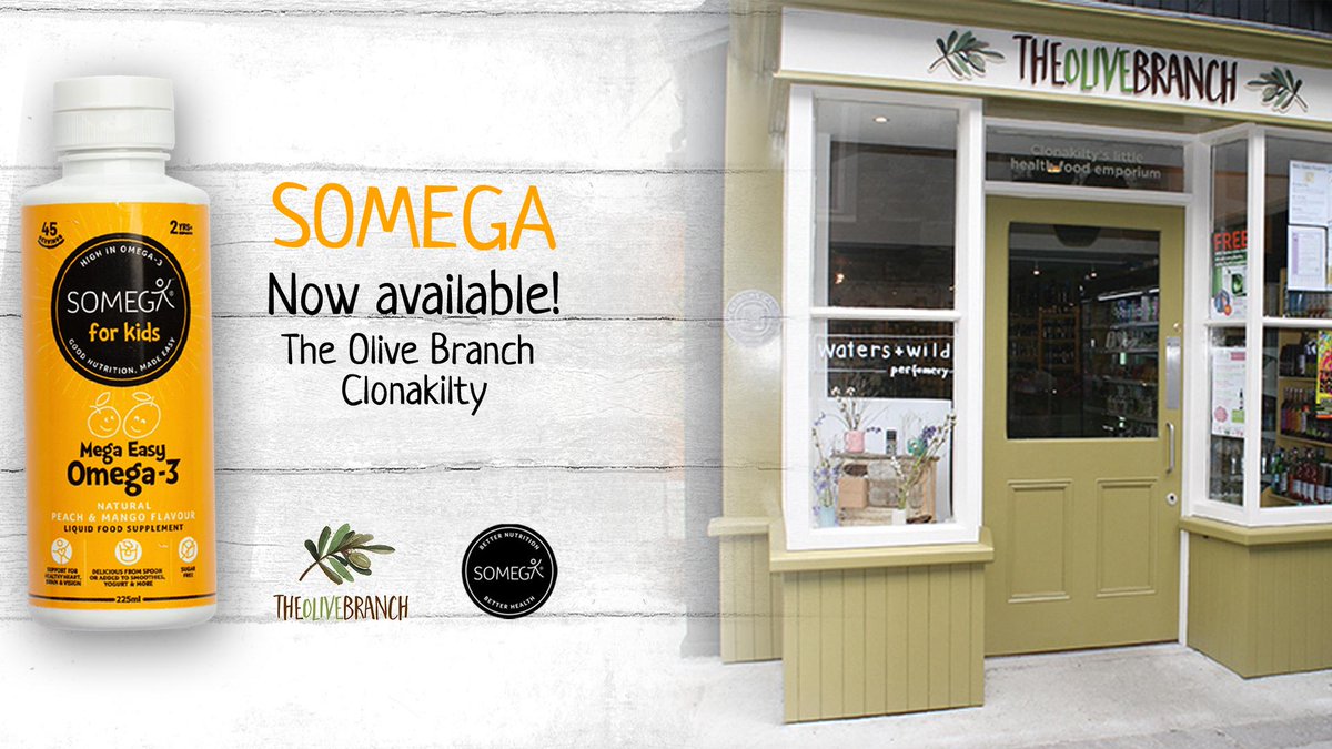 Somega Mega-Easy Omega-3 is now available in the wonderful, The Olive Branch, Clonakilty ✅

For a sugar-free, nutritious and delicious way to naturally support your kids brain, vision and heart health, just drop in! 🥄