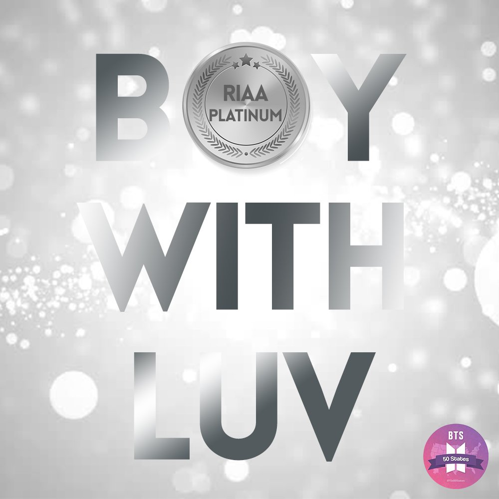 BTSx50States's tweet photo. With the new addition of #BoyWithLuv, @BTS_twt has become the very first Korean act to earn platinum on multiple singles.

#BOYWITHLUVWENTPLATINUM https://t.co/Z7rT1Q7eAL