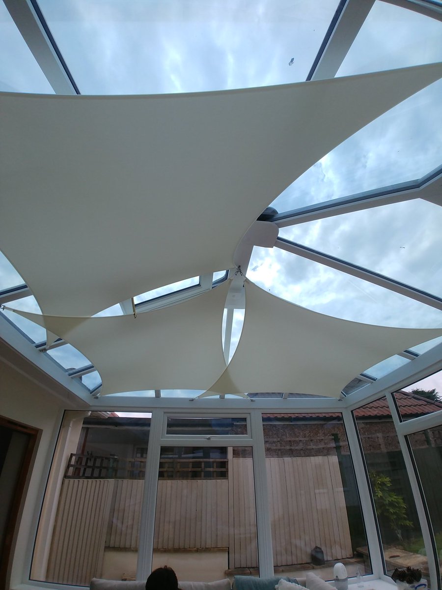 bvblinds's tweet image. Roof sails fitted in a conservatory roof in Blandford, Dorset #inshade #roof sails.