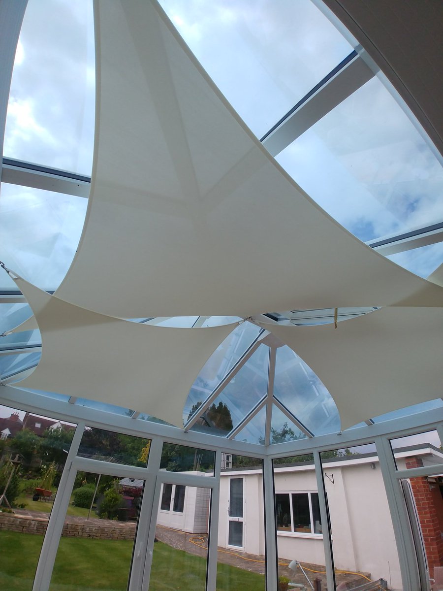 bvblinds's tweet image. Roof sails fitted in a conservatory roof in Blandford, Dorset #inshade #roof sails.