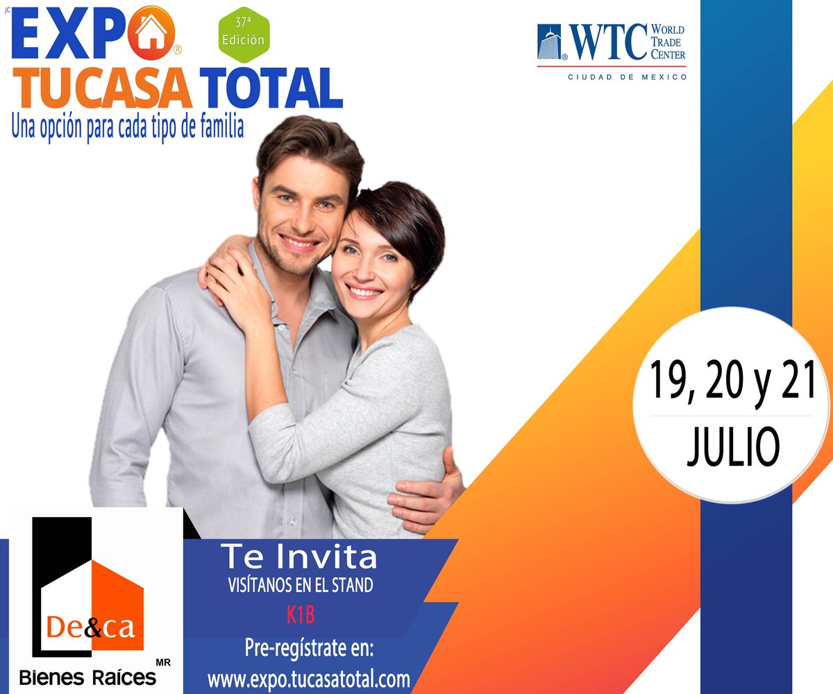 DecaBienesRaice's tweet photo. Te invitamos a la “Expo tu casa total”, el próximo 19, 20 y 21 de julio en el World Trade Center.
Buscanos en el stand K1B. ¡Te esperamos con una increíble promoción que no te puedes perder! 🚗 🚗  🚗 Pre-regístrate en: https://t.co/ZUQ1oD5fb5
#ExpoTuCasaTotal
@TuCasaTotal https://t.co/ExqrQj2dpX