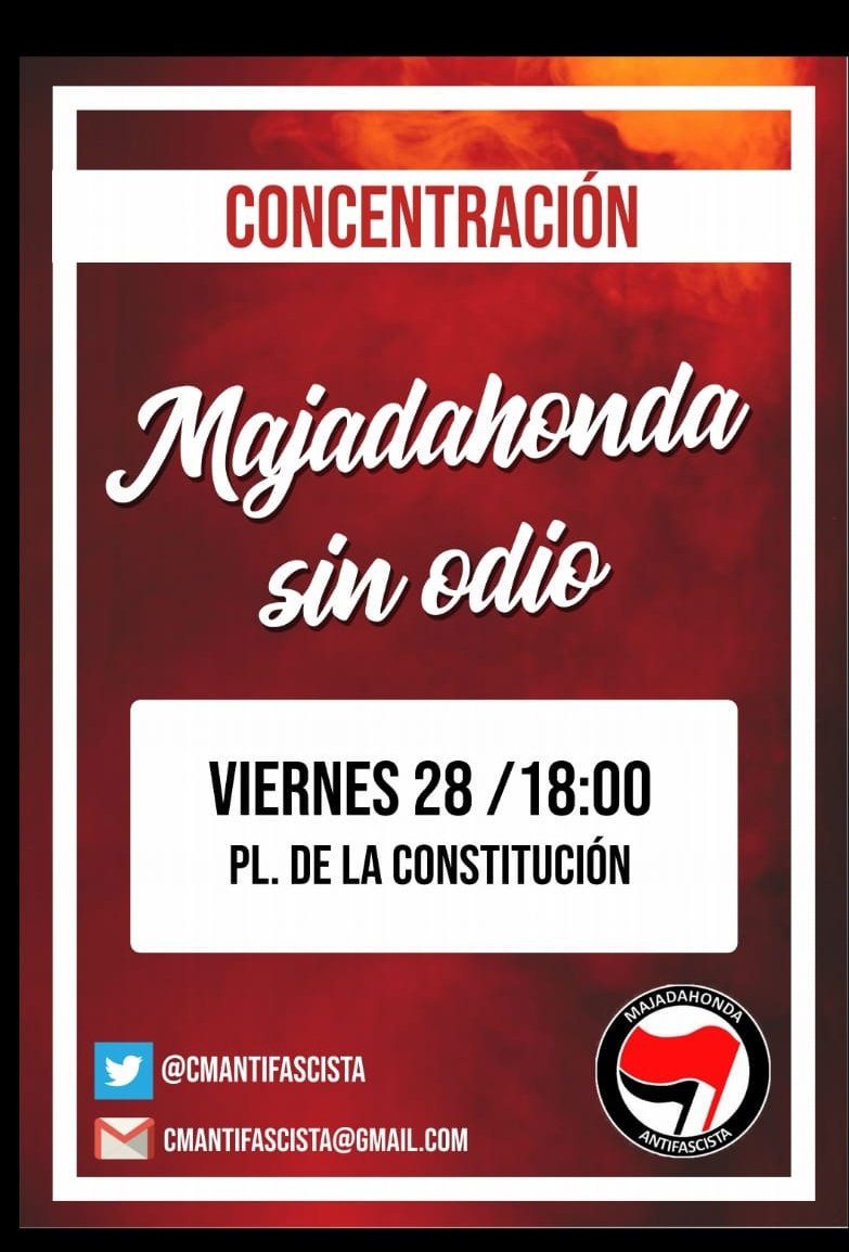 VecinalRivas's tweet photo. Desde @CMAntifascista convocam este viernes a las 18:00H una concentración contra las agresiones fascistas.

¡Por unos barrios y pueblos libres de fascismo! https://t.co/ae1LlpVhsX