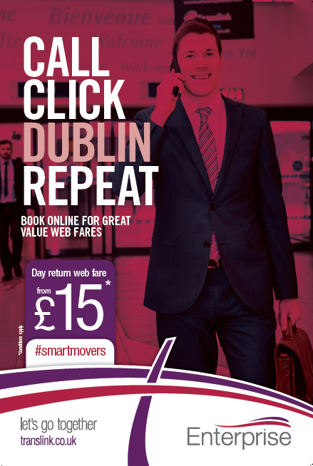 NIRTravel's tweet photo. How about a #Dublin day on the train? Make the #smartmove onto the Enterprise and get a web fare day return from £15! Book online to secure your place - https://t.co/5C8LZfxtu3 #smartmovers https://t.co/24bQ0G3EeH