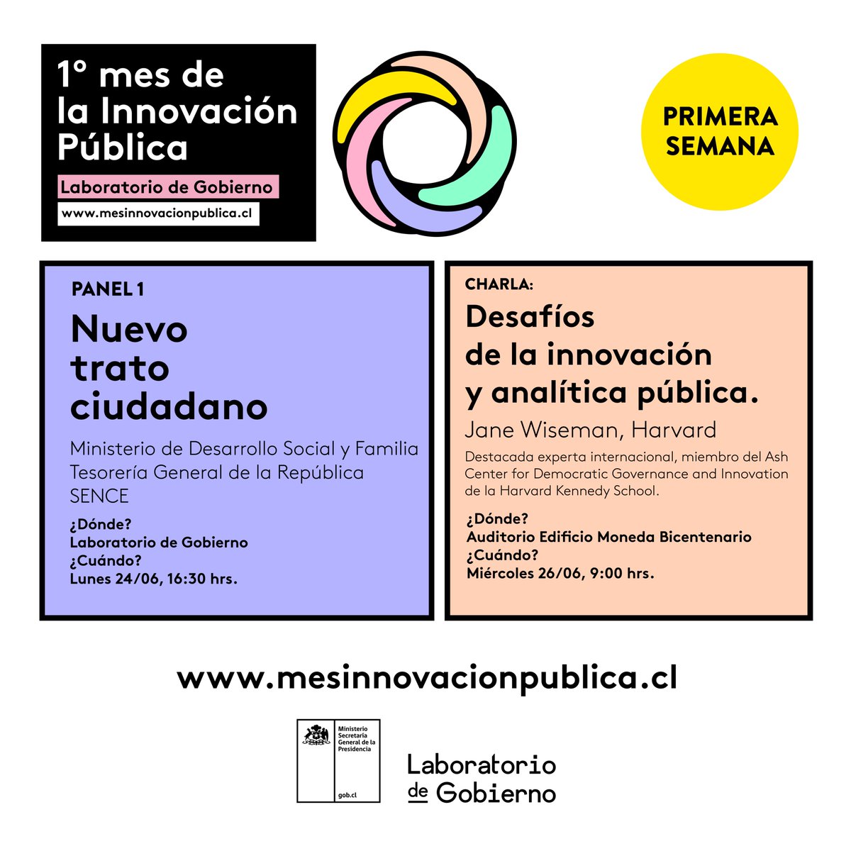 labgobcl's tweet photo. Hoy es el día 💯🥁✨ ¡Comienza el Mes de la innovación pública! Les dejamos la programación de las dos actividades de esta semana 😎 Recuerden que para participar solo deben inscribirse en https://t.co/GNZLaNGSXz 💻🖱️Los esperamos 💥 #labgob #soyinnovadorpublico https://t.co/kIlEdeSQq8