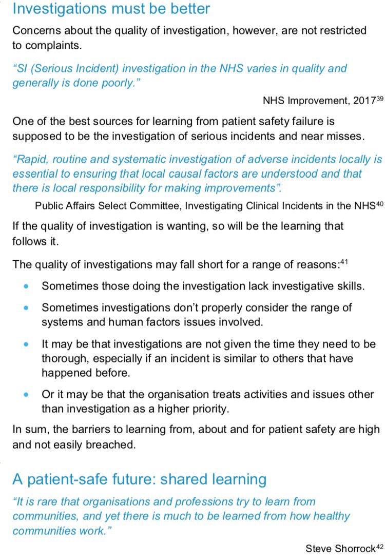 ashcapel's tweet photo. Really thought provoking reading the @ptsafetylearn #ABlueprintforAction, especially the views on #PatientSafety #investigations - More resource and focus is needed to improve the quality of investigations and learning ππ₯β οΈ >π΅πΌββοΈππ > β
ππ https://t.co/ilwWoe2DB8