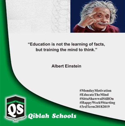 Qiblah_Schools's tweet photo. #MondayMotivation
#EducateTheMind
#SittaShawwalStillOn
#HappyWeek9Starting
#3rdTerm20182019 https://t.co/FGOJyt4beP